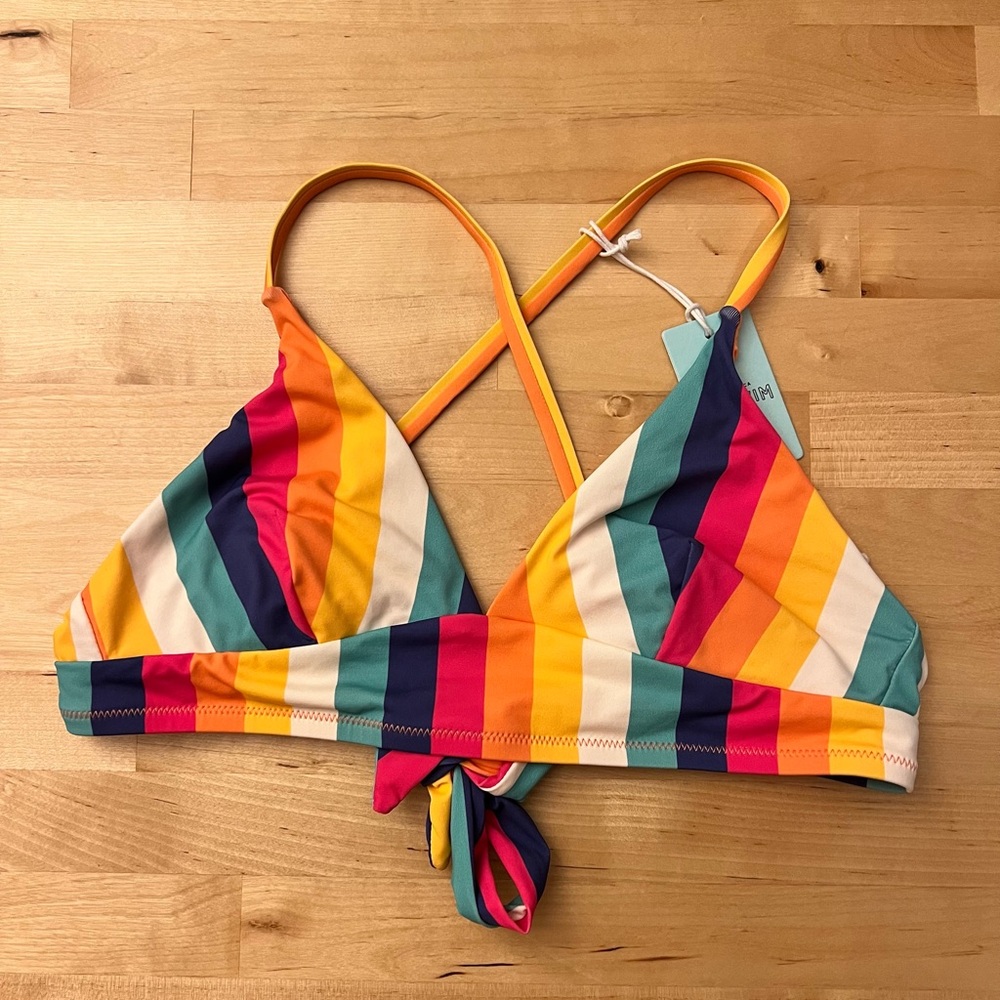 NEW Marine Layer Plunge Bikini Top - Multi Stripe